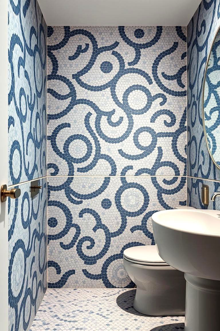 Textured Mosaic Accents - 24 Blue and Gray Bathroom Ideas