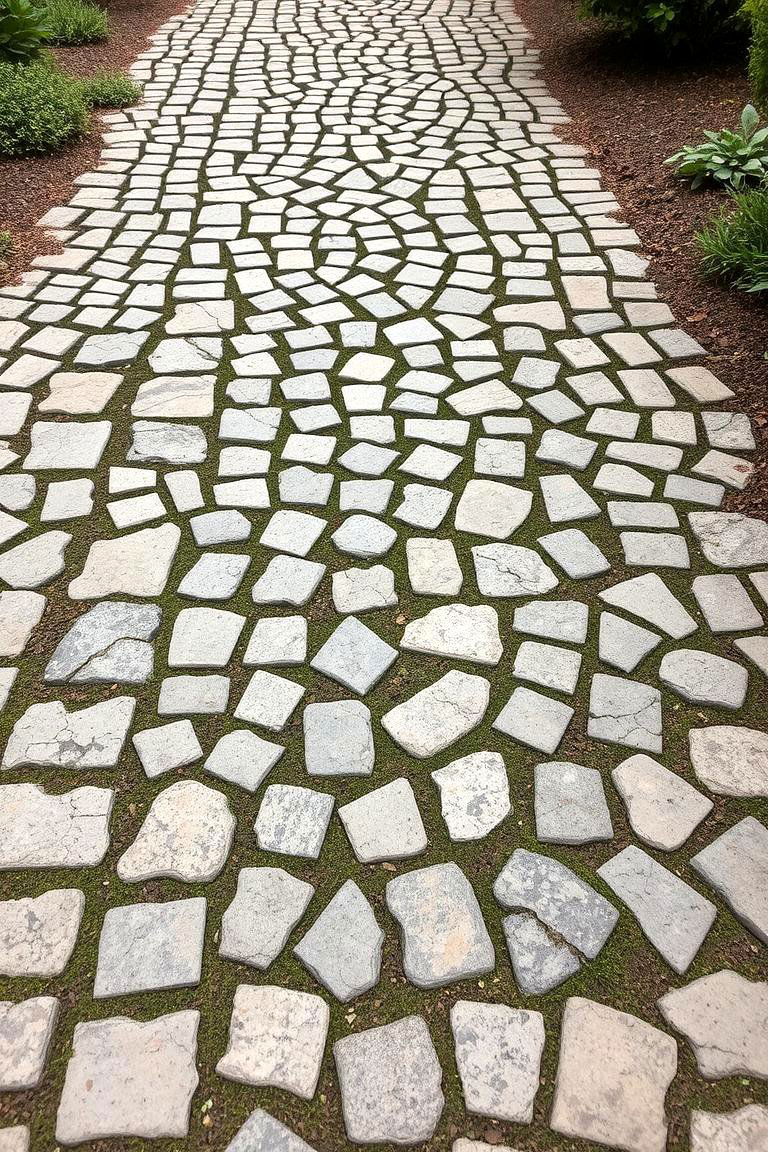 Textured Mosaic Lane - 24 Cobble Stone Walkway Ideas