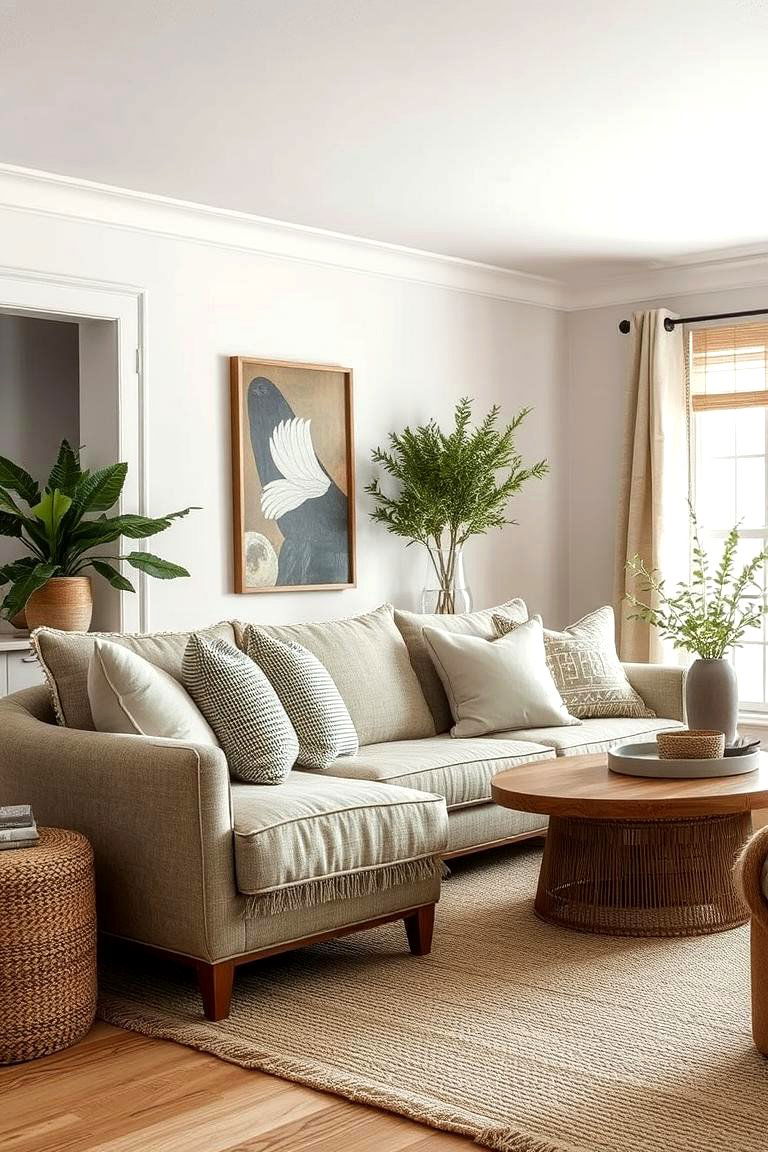 Textured Natural Fabrics - 24 Coastal Living Room Ideas