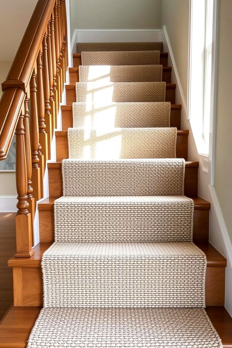 Textured Natural Fiber Runner - 24 Stair Runner Ideas