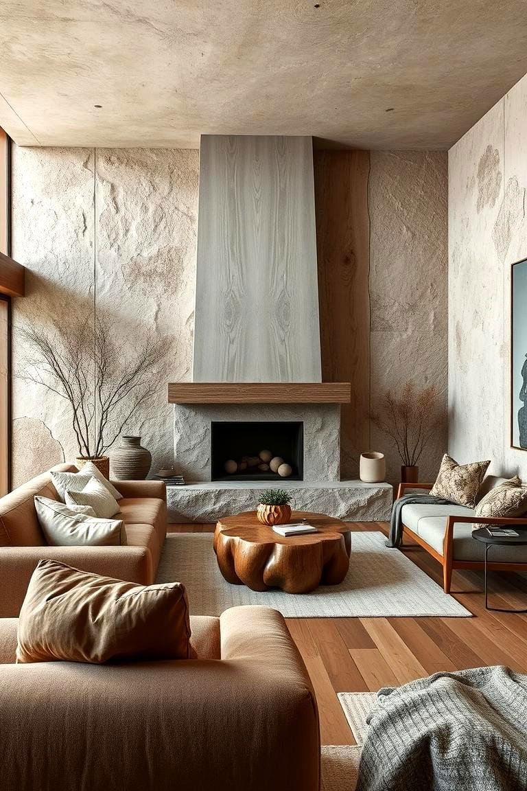 Textured Natural Materials - 24 Korean Living Room Ideas