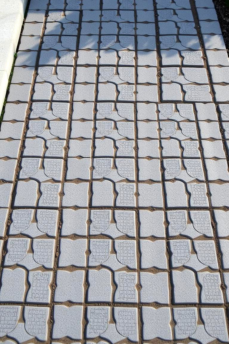 Textured Patterned Grey Paver Design - 24 Grey Paver Walkway Ideas
