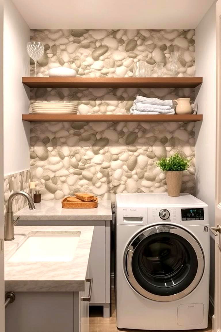 Textured Pebble Wall - 24 Laundry Room Backsplash Ideas