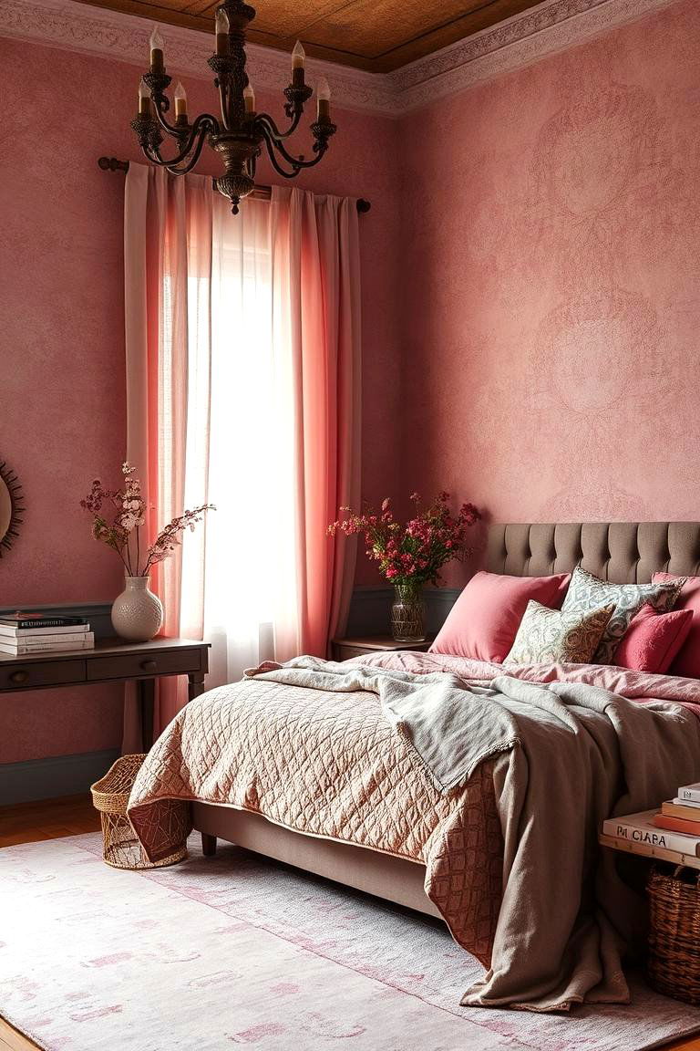 Textured Pink Layers - 24 Pink Bedroom Ideas