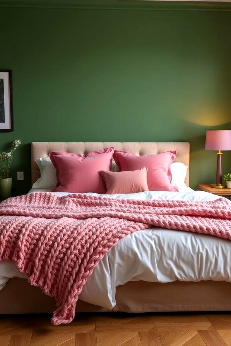 Textured Pink Textiles - 24 Pink and Green Bedroom Ideas