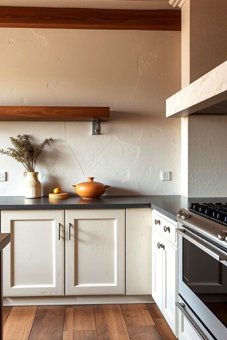 Textured Plaster Accents - 24 Kitchen Wainscoting Ideas