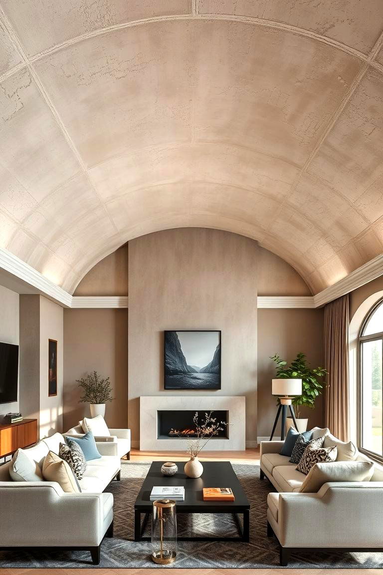 Textured Plaster Finish Vault - 24 Living Room Vaulted Ceiling Ideas