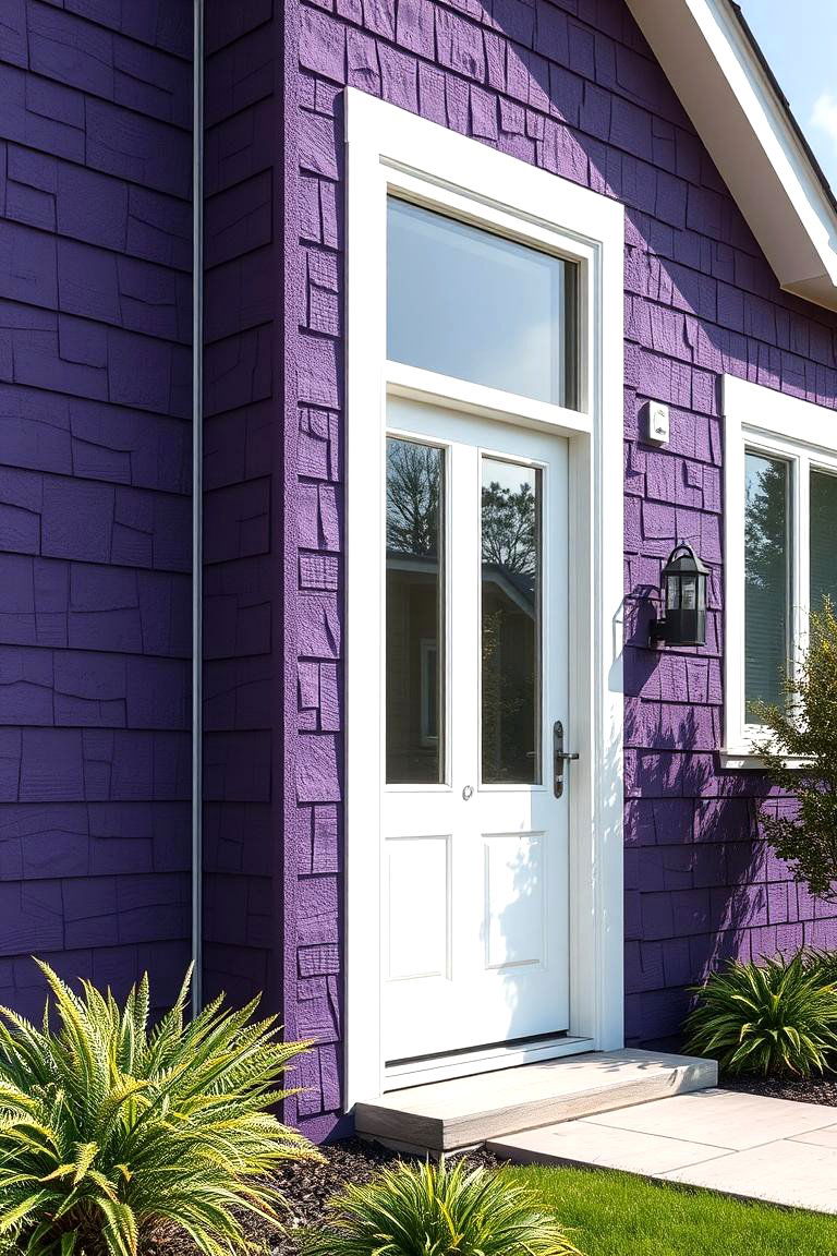 Textured Purple Siding Accents - 24 Purple House Exterior Ideas