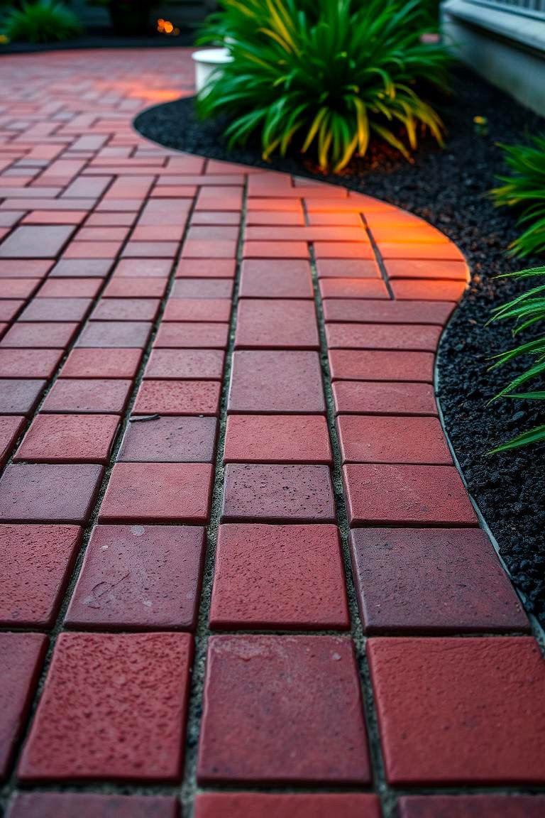 Textured Red Paver Accent - 24 Red Paver Patio Ideas