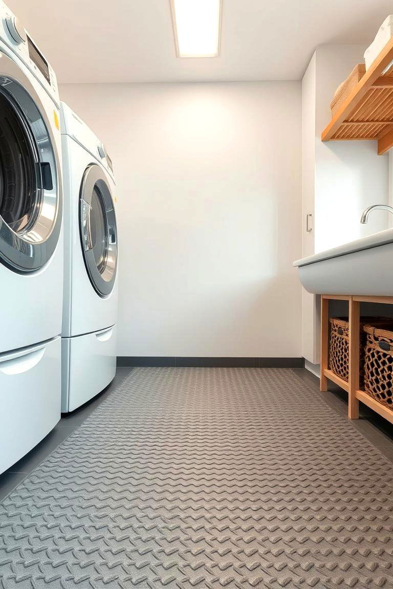 Textured Rubber Resilience - 24 Laundry Room Floor Ideas