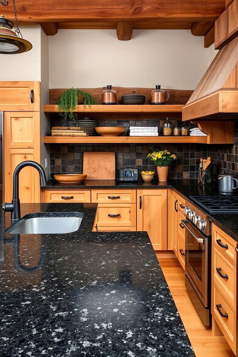 Textured Rustic Black Granite - 24 Black Granite Countertops Kitchen Ideas