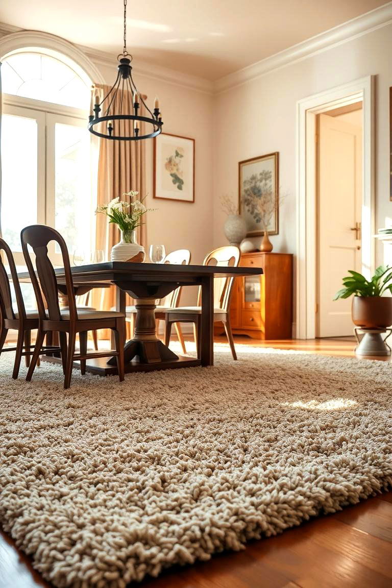 Textured Shag Dining Room Rugs - 24 Dining Room Rug Ideas