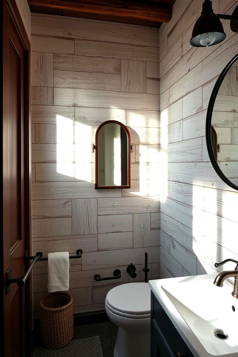 Textured Shiplap Feature - 24 shiplap bathroom ideas