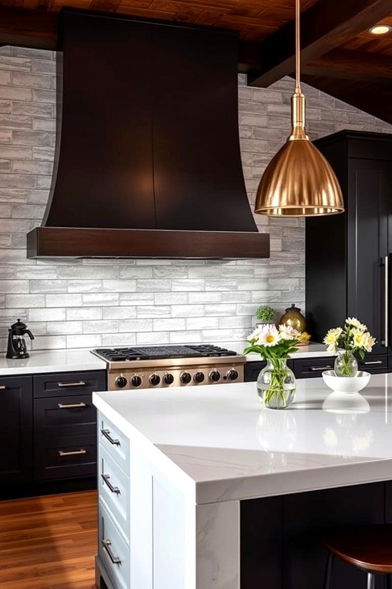 Textured Shiplap with High Gloss Island Finish - 24 Kitchen Shiplap Ideas With Kitchen Island Ideas