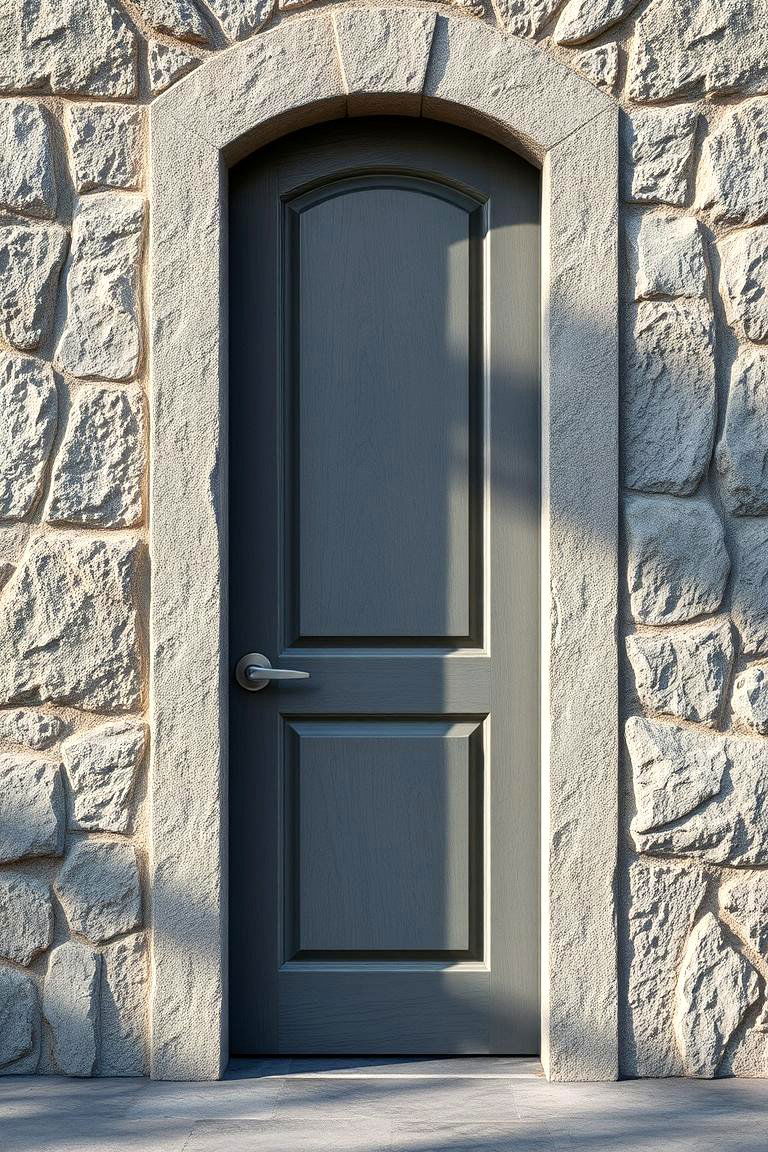 Textured Stone Grey Portal - 24 Grey Front Door Ideas
