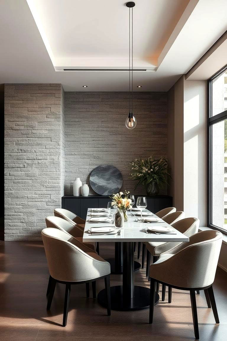 Textured Stone Inspired Panels - 24 Dining Room Wall Paneling Ideas