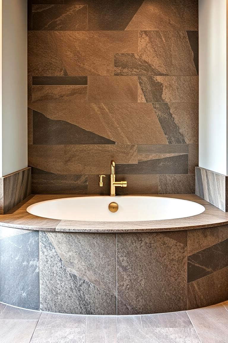 Textured Stone Surround - 24 Bathtub Surround Ideas