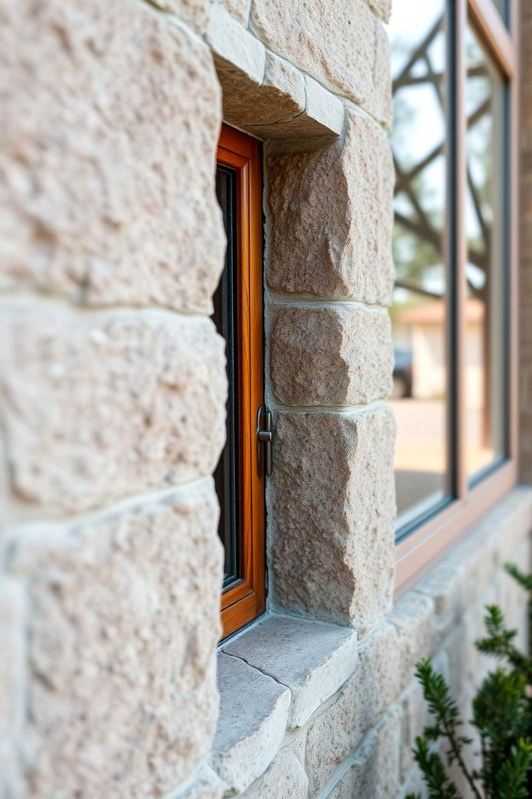 Textured Stone Trim Elegance - 24 Exterior Window Trim Ideas