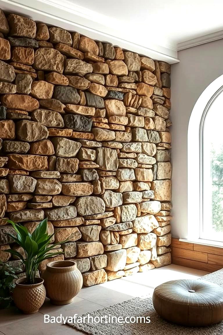 Textured Stone Wall Accents - 24 Boho Wall Decor Ideas