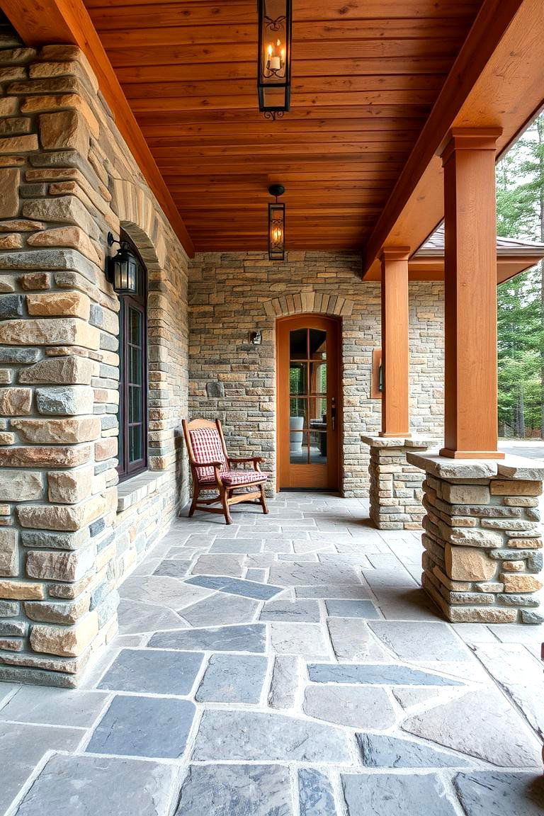 Textured Stone and Wood Design - 24 Three Season Porch Ideas