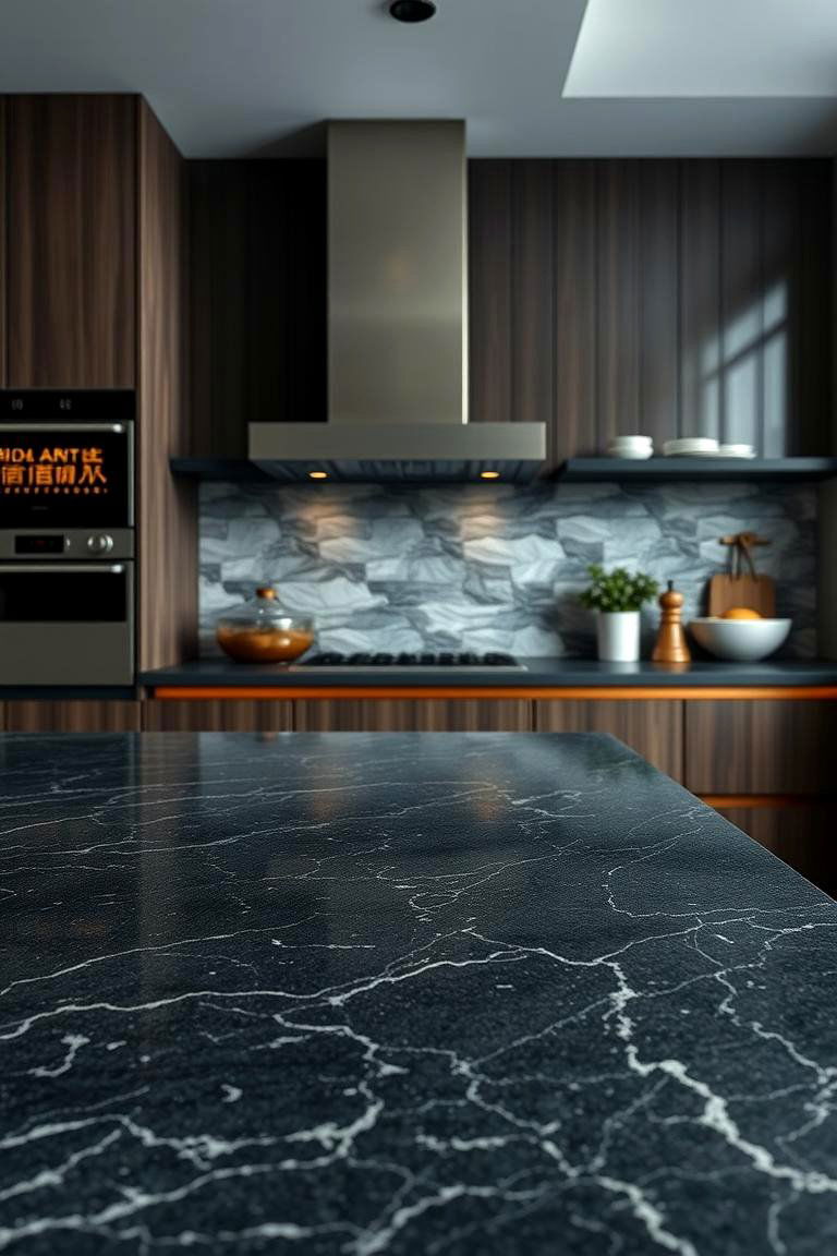 Textured Surface Appeal - 24 Black Kitchen Countertops