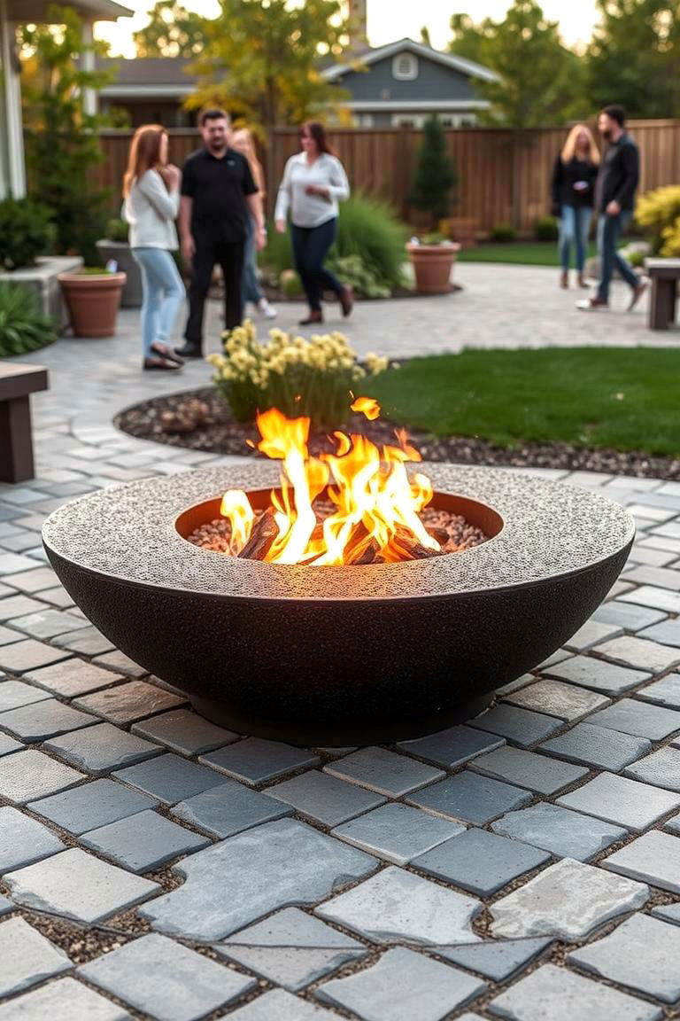 Textured Surface Concrete Fire Pit for Enhanced Grip - 24 Concrete Paver Patio Fire Pit Ideas