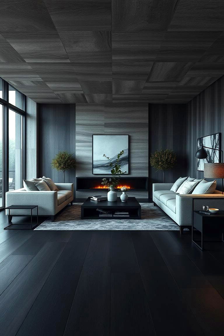 Textured Surface Intrigue - 24 Black Floor Living Room Ideas