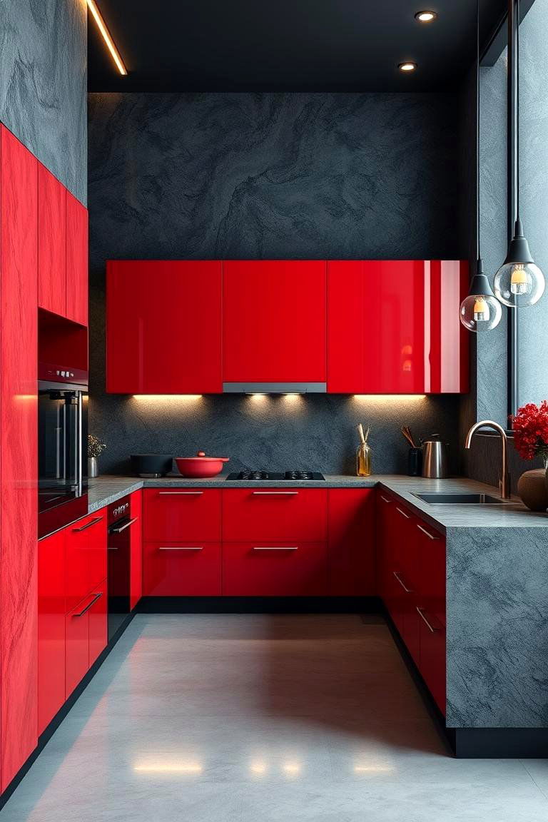 Textured Surfaces and Metallic Accents - 24 red and black kitchen ideas