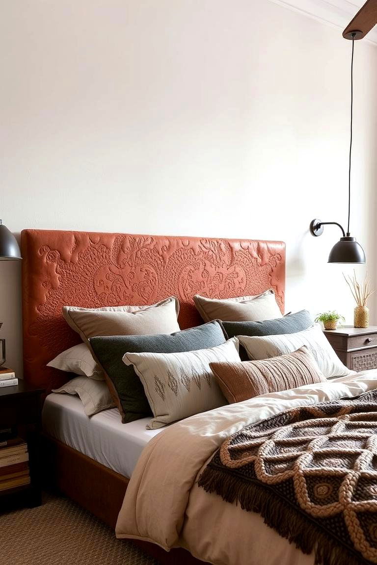 Textured Terracotta Headboards - 24 Terracotta Bedroom Ideas