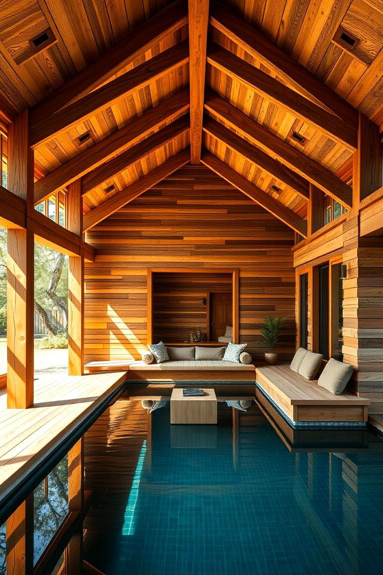 Textured Timber Haven - 24 Rustic Pool House Ideas