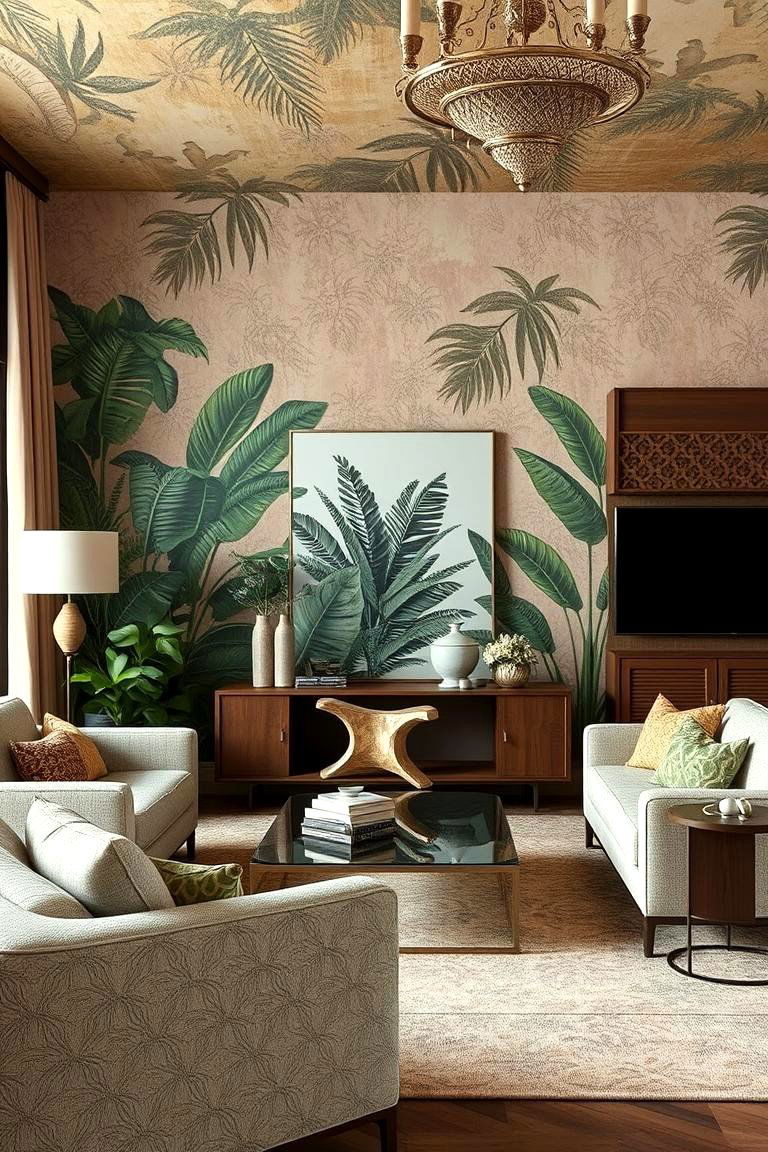 Textured Tropical Walls - 24 Tropical Living Room Ideas