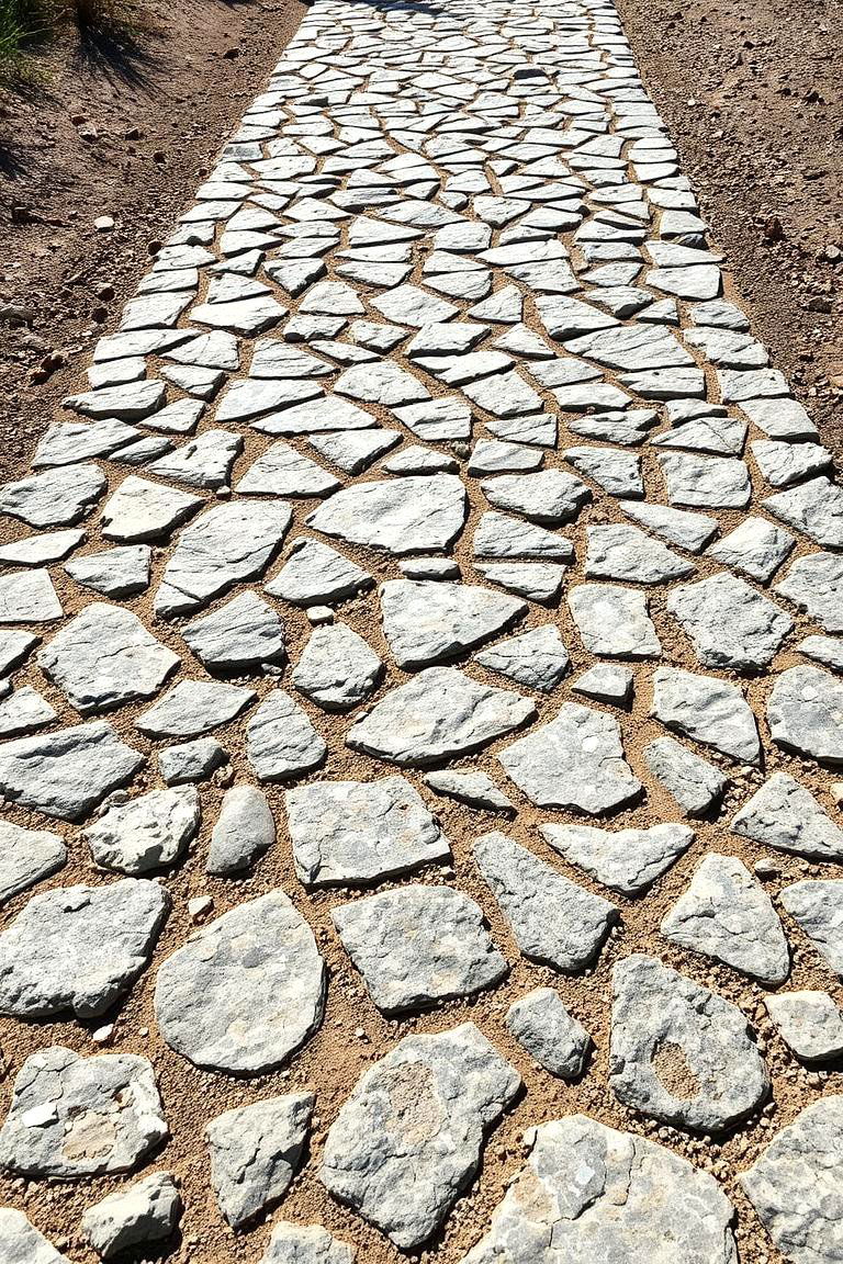 Textured Tumbled Granite Path - 24 Granite Walkway Ideas