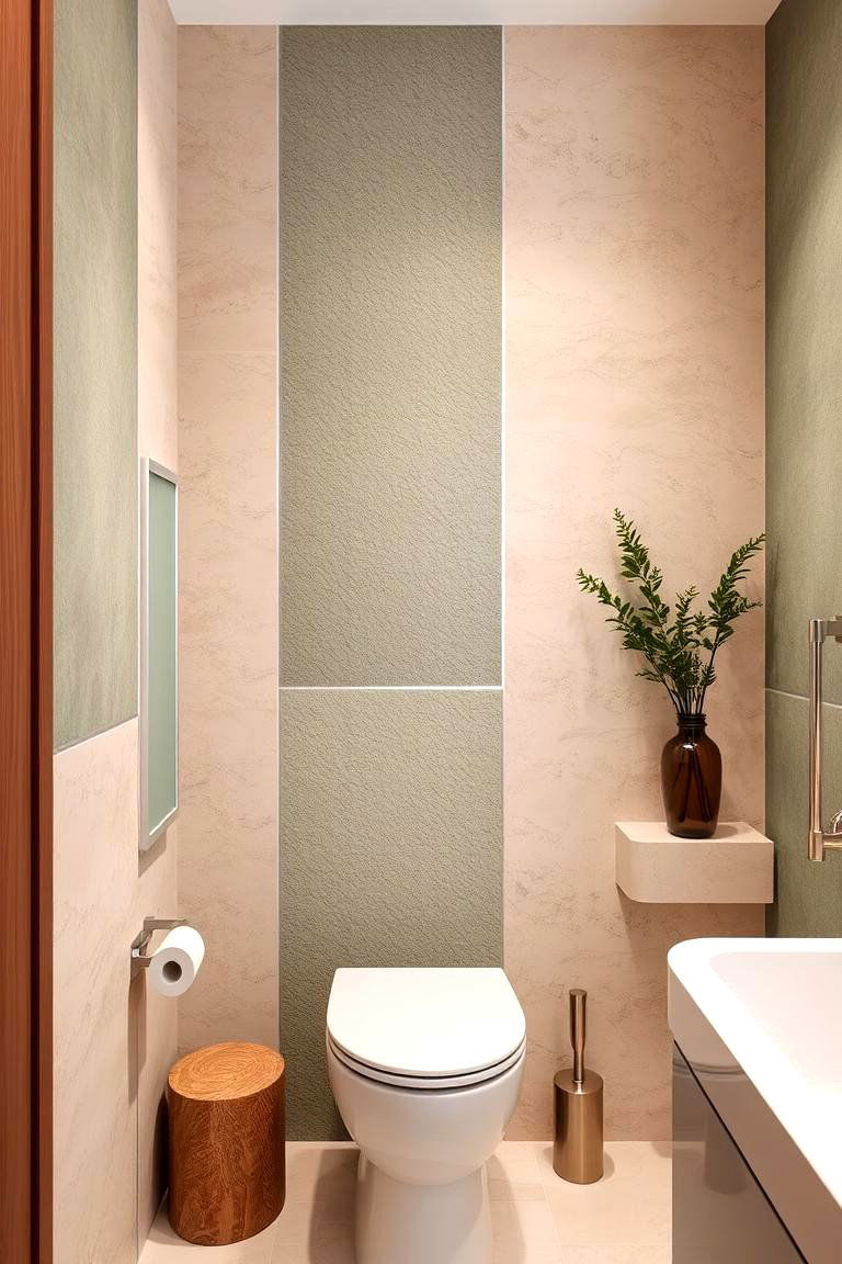 Textured Wall Accents - 24 Sage Green and Cream Bathroom Ideas