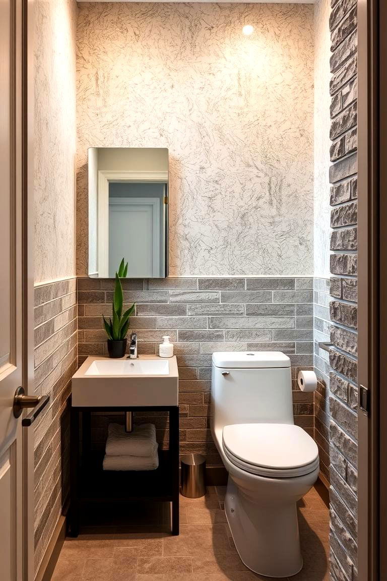 Textured Wall Details - 24 Hall Bathroom Ideas