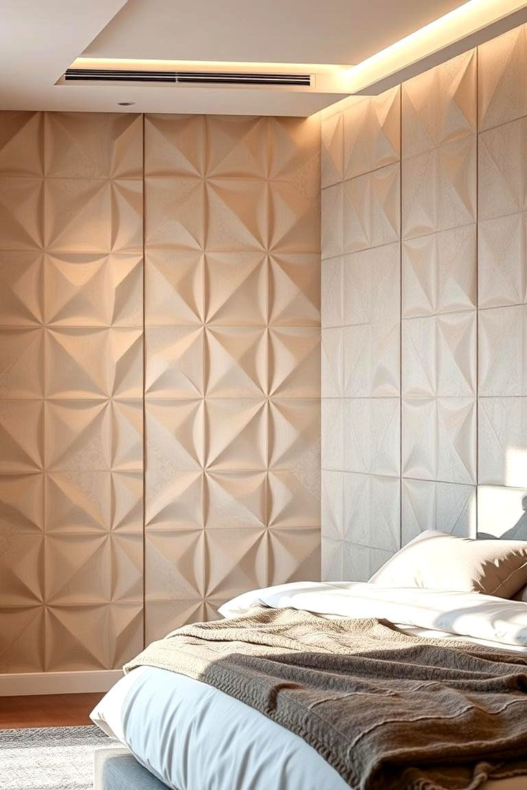 Textured Wall Panels - 24 Bedroom Wall Decor Ideas