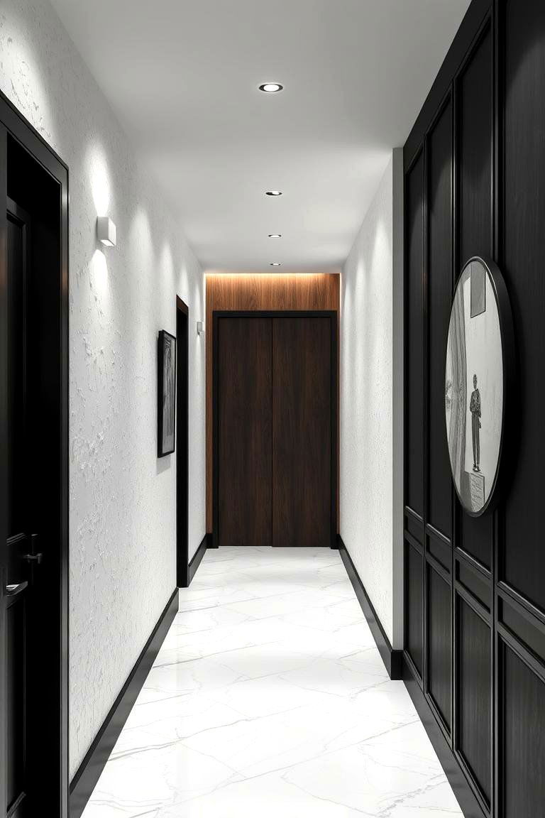 Textured Wall Treatments - 24 Black and White Hallway Ideas