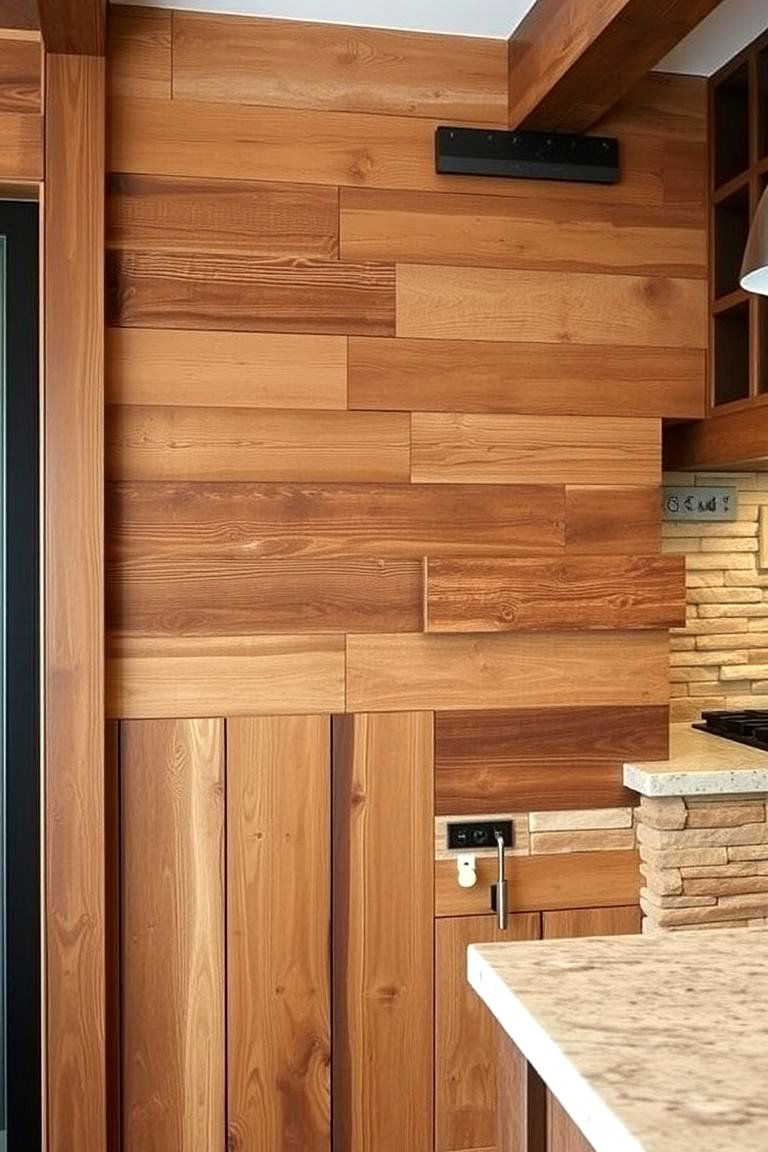 Textured Wall Treatments - 24 Cabin Kitchen Ideas