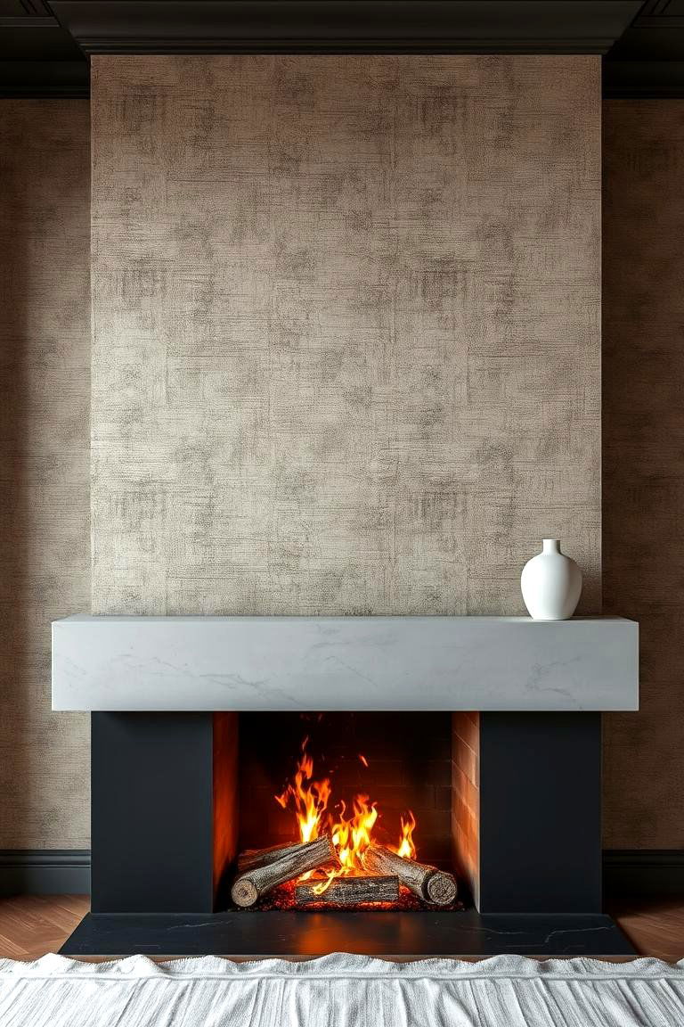 Textured Wallpaper Design - 24 Fireplace Accent Wall Ideas
