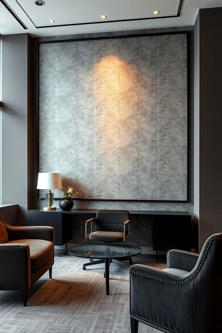 Textured Wallpaper Elegance - 24 Office Accent Wall Ideas