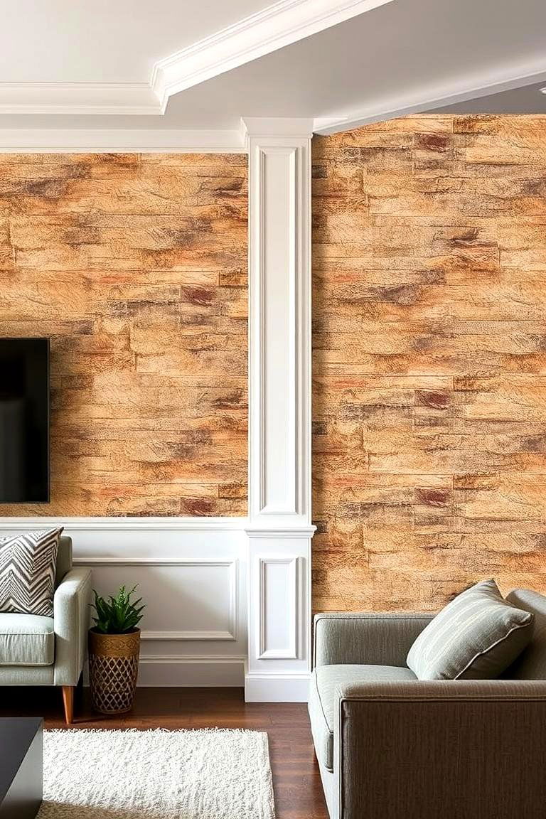 Textured Wallpaper Half Wall Paneling - 24 Half Wall Paneling Ideas