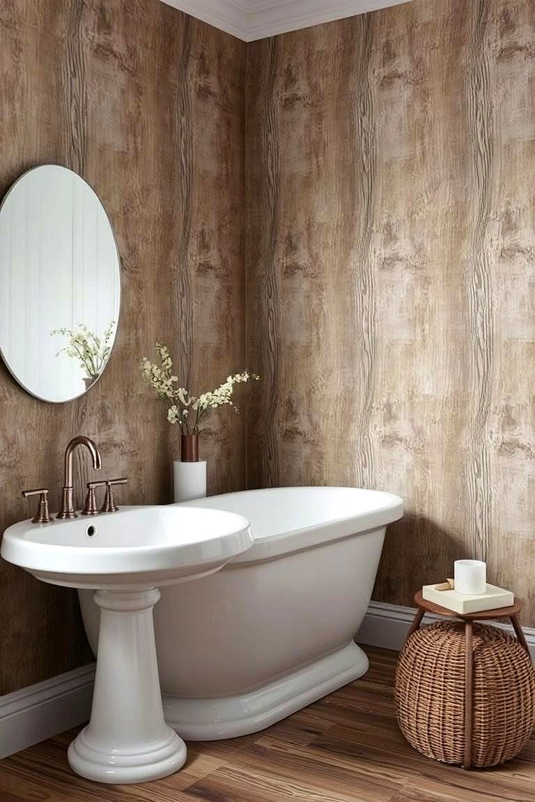 Textured Wallpaper for Added Dimension - 24 Bathroom Wallpaper Ideas
