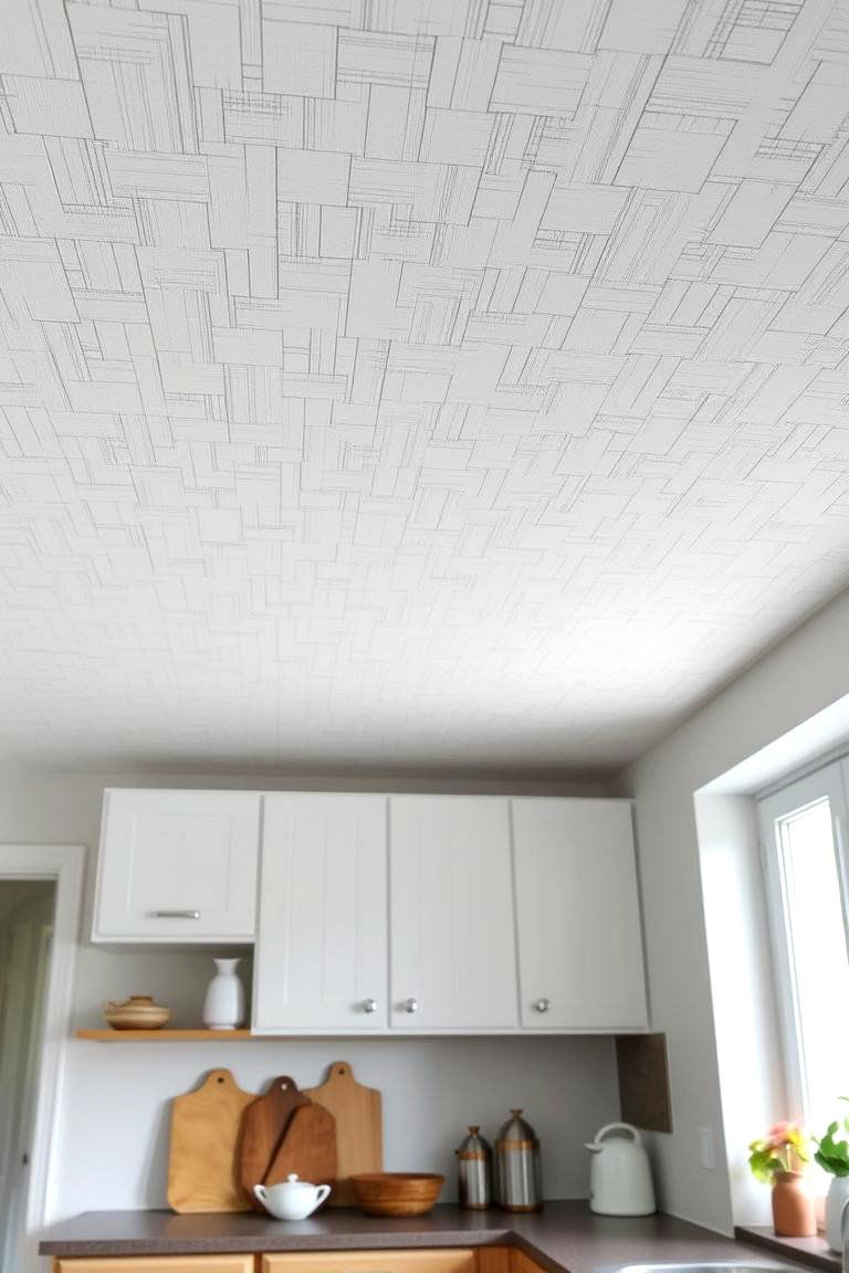 Textured Wallpapered Ceiling - 24 Kitchen Ceiling Ideas