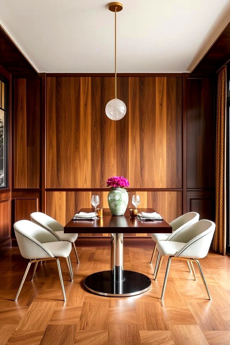 Textured Walls with Wood Paneling - 24 70s Dining Room Design Ideas