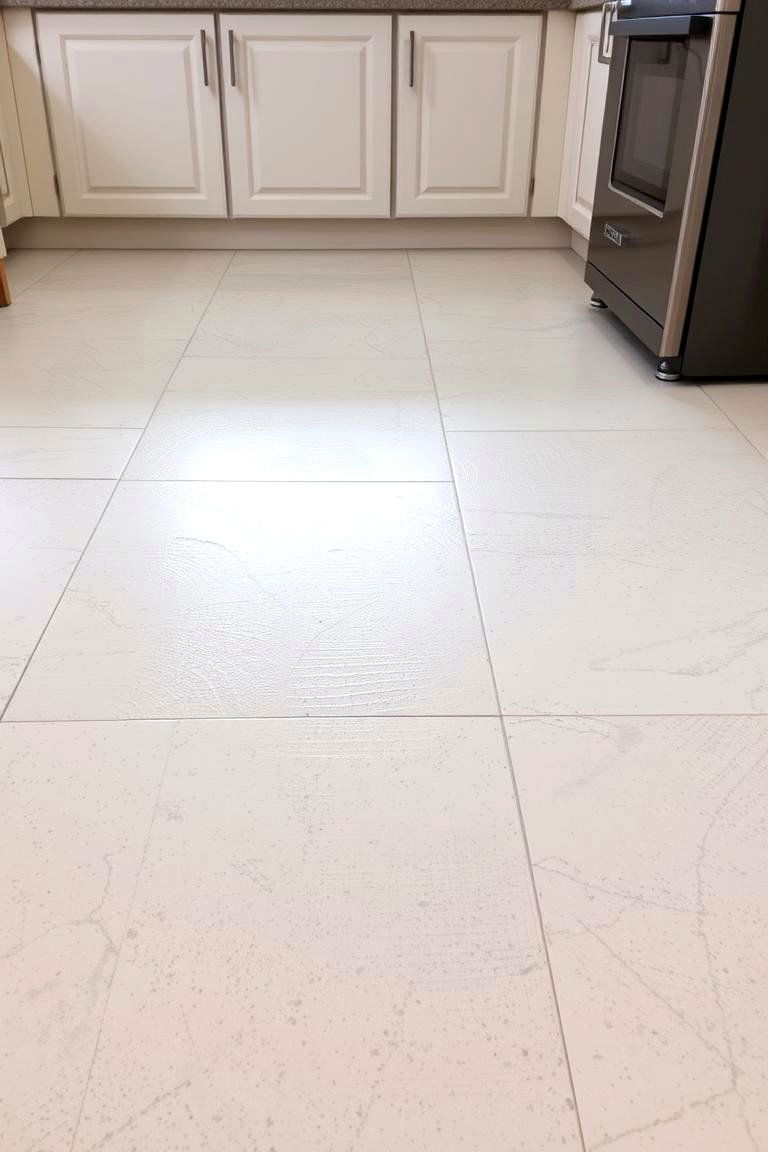 Textured White Slate Tiles - 24 White Kitchen Floor Ideas