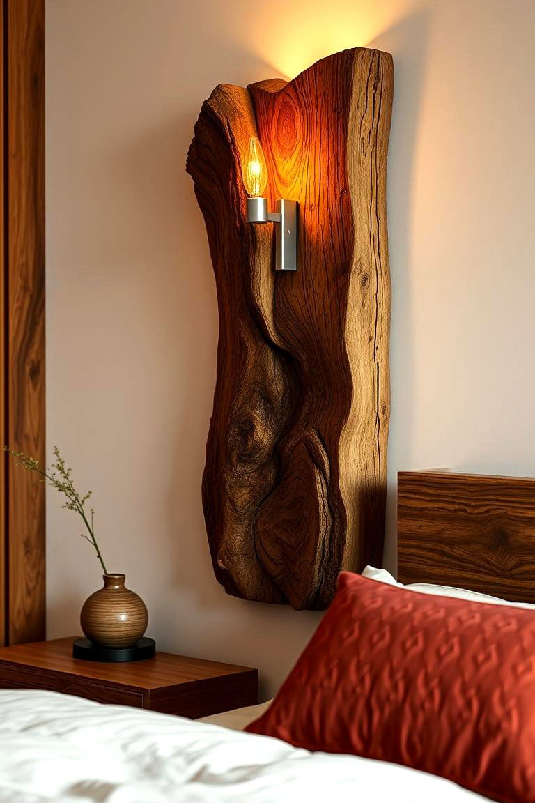 Textured Wood Sconce - 24 Bedroom Wall Sconce Ideas