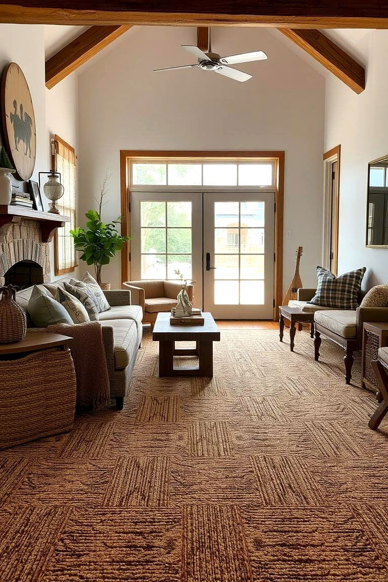 Textured Wool Carpet - 24 Living Room Carpet Ideas