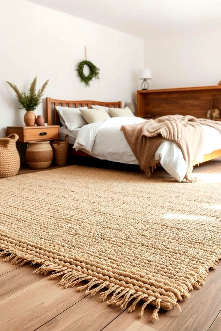Textured Wool Rug Warmth - 24 bedroom rug ideas