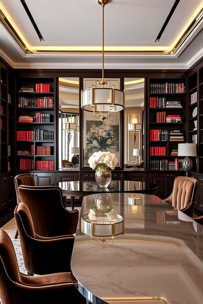 The Art Deco Glamour - 24 Library Dining Room Combo Ideas