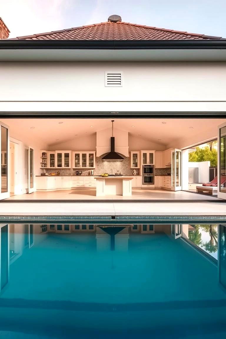 The Bi Fold Door Integration - 24 Pool House With Outdoor Kitchen Ideas