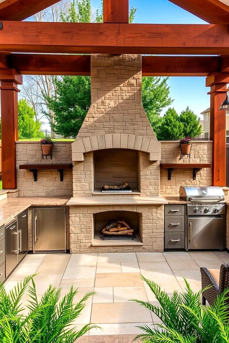 The Built In Outdoor Kitchen Fireplace - 24 Outdoor Fireplace Ideas